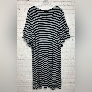Lane Bryant Ruffle Sleeve Striped T-Shirt Midi Dress